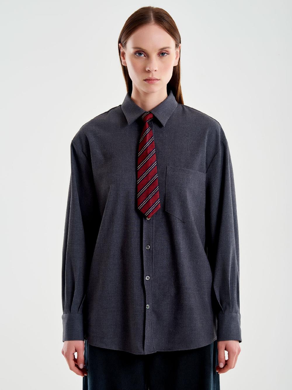 Vicolo Camicia con Cravatta a Righe Grigio Nuovo