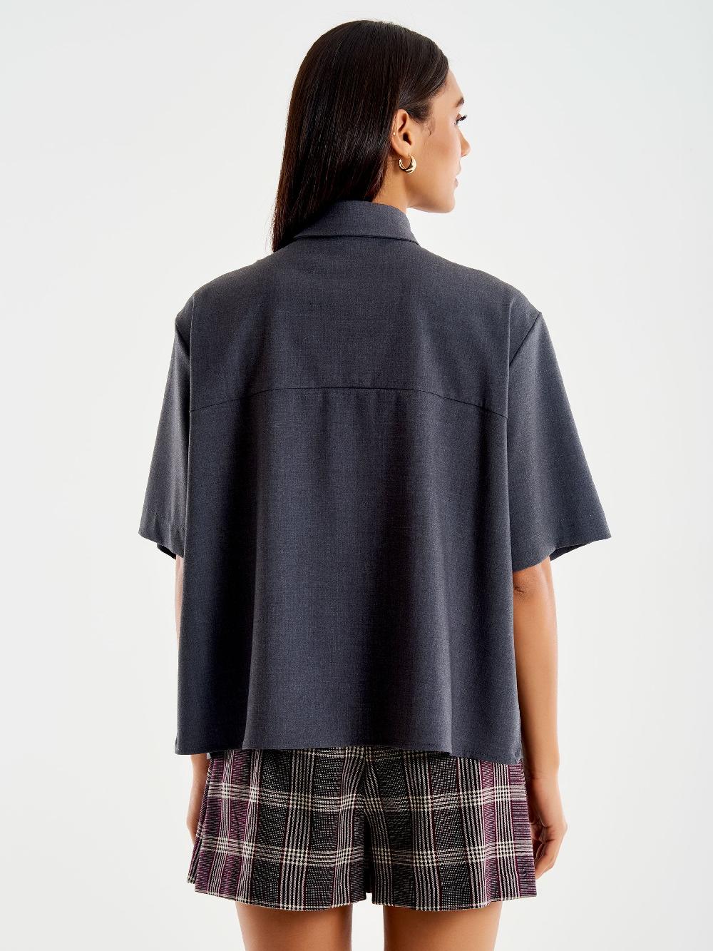 Vicolo Camicia Maniche Corte con Taschina Grigio Qualità