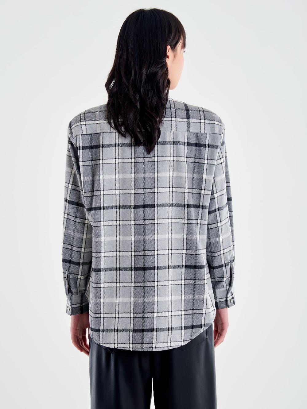 Vicolo Camicia Spalle Over Check Grigio Vendita