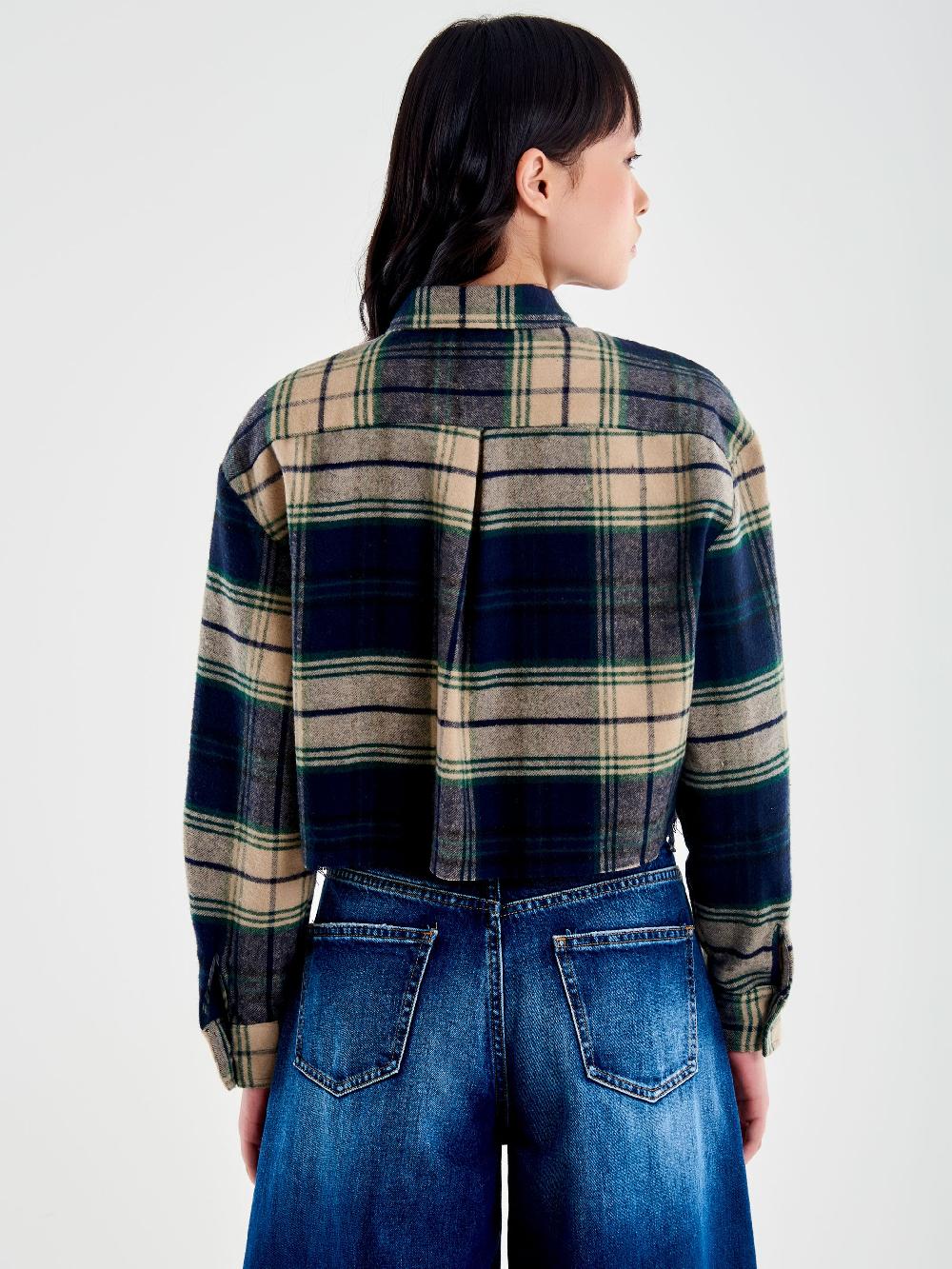 Vicolo Camicia Check Cropped Blu Spedizione Gratuita