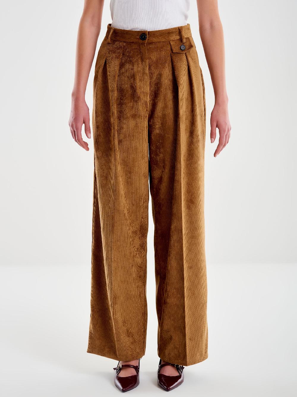 Vicolo Pantalone in Velluto a Coste Cammello Shopping Online