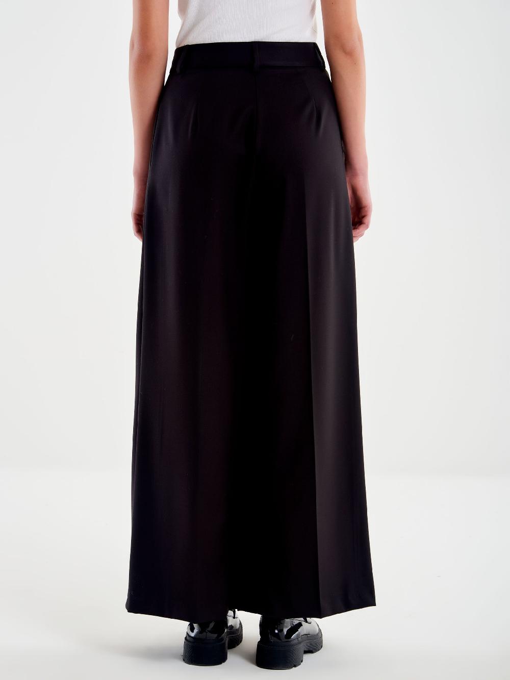 Vicolo Pantalone Ampio Doppia Piega Nero Prezzo Ridotto