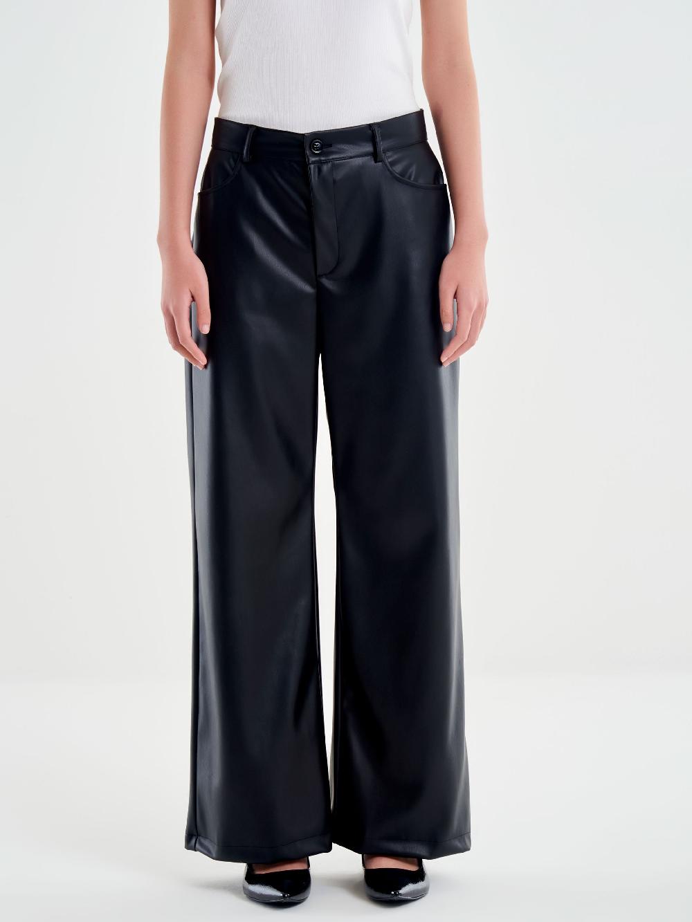 Vicolo Pantalone Palazzo Effetto Pelle Nero Convenienza