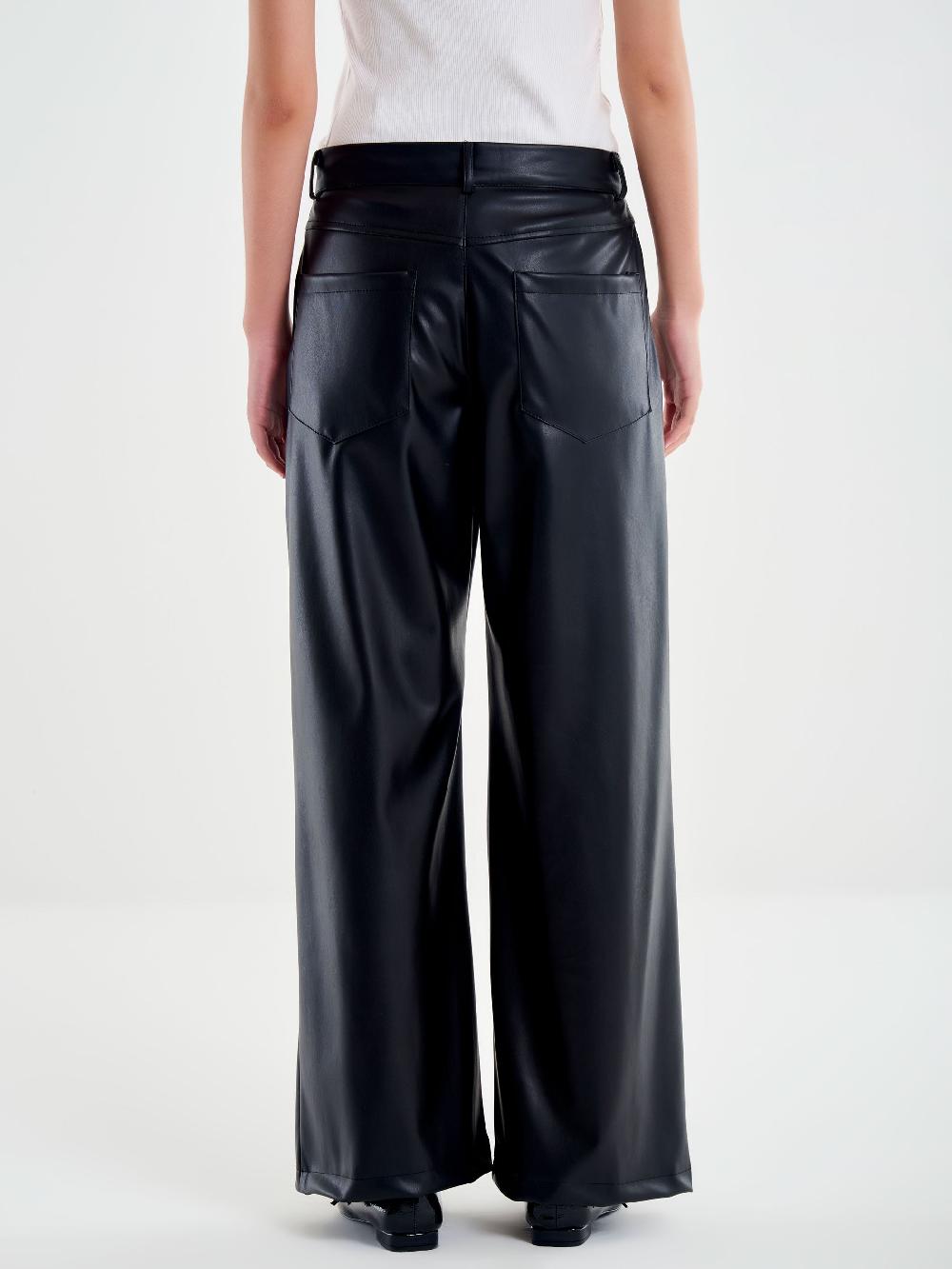 Vicolo Pantalone Palazzo Effetto Pelle Nero Convenienza