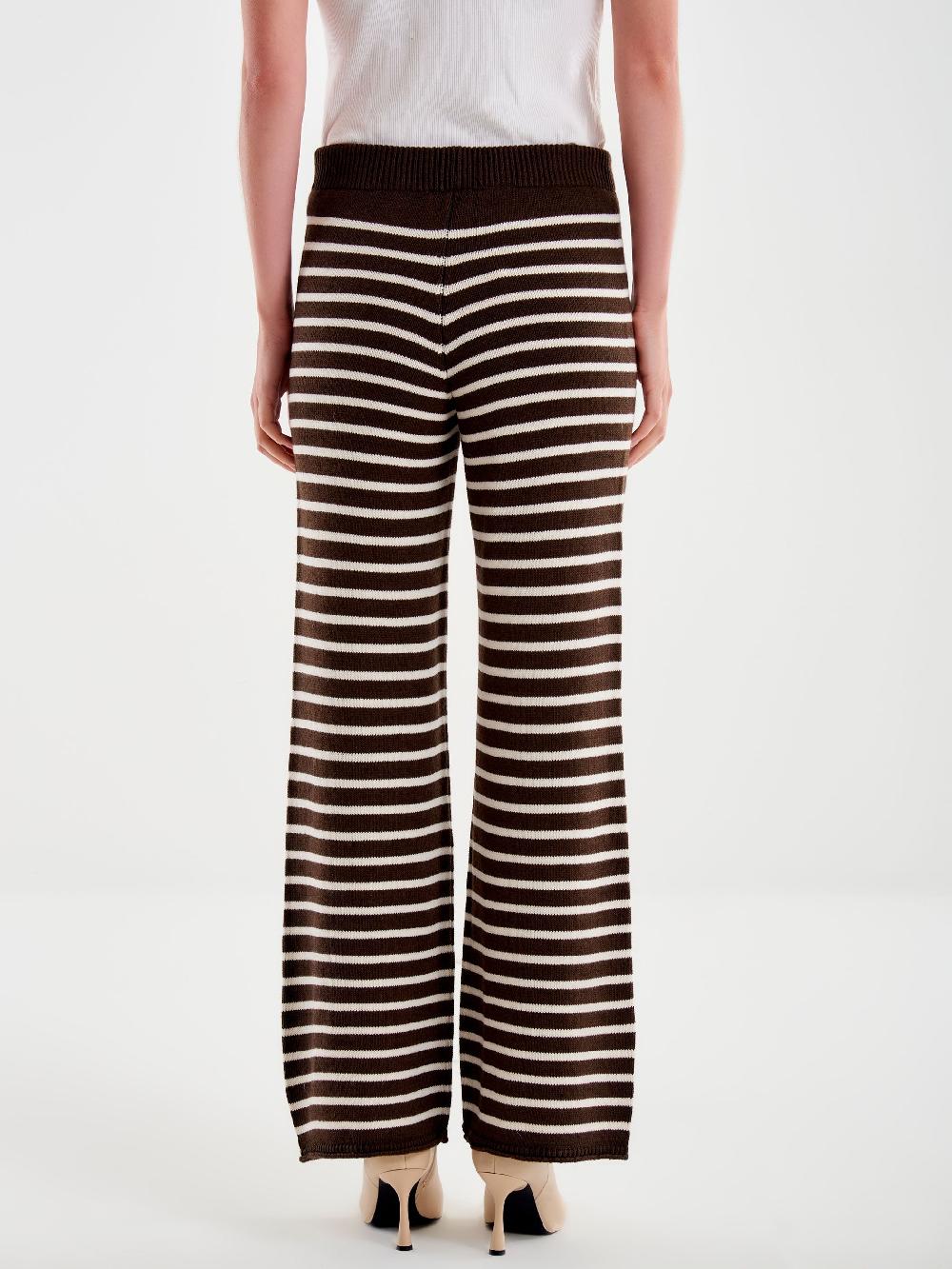 Vicolo Pantaloni in Maglia a righe Marrone Duty-free