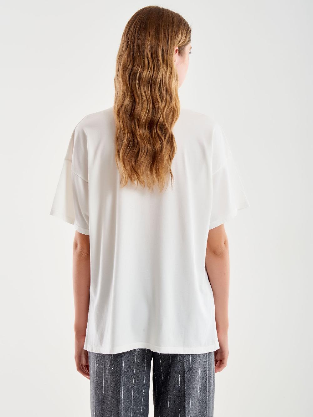Vicolo T-Shirt Basic Over Bianco Qualità Garantita