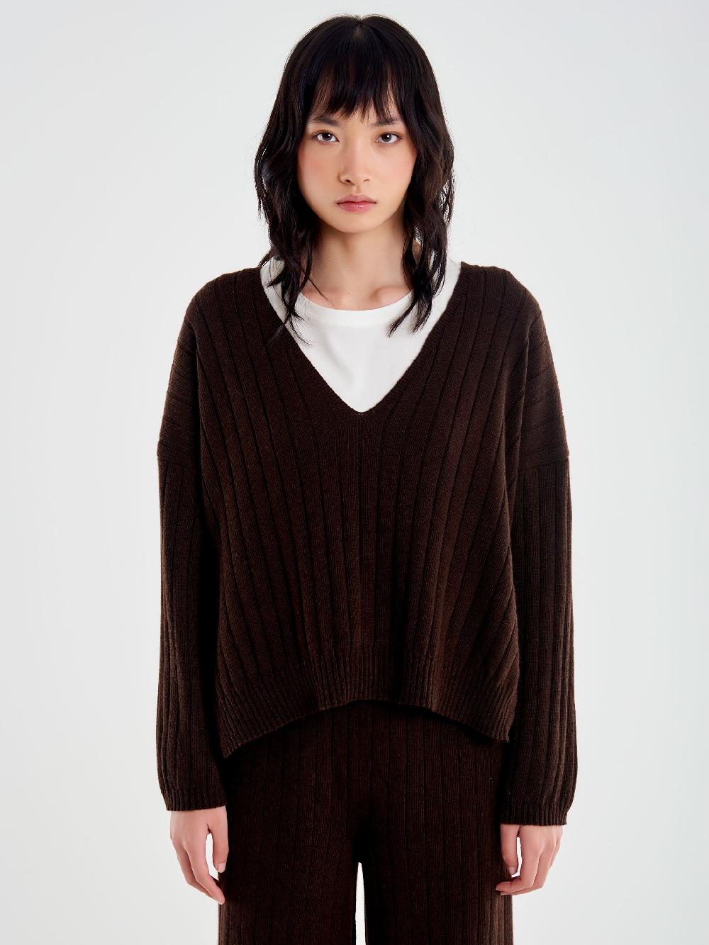 Vicolo Pull con Spacchi Maglia a Coste Moro Shopping Online