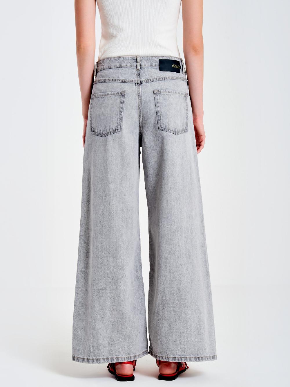 Vicolo Jeans Ampio con Cuciture LateraliGrigio Promozione
