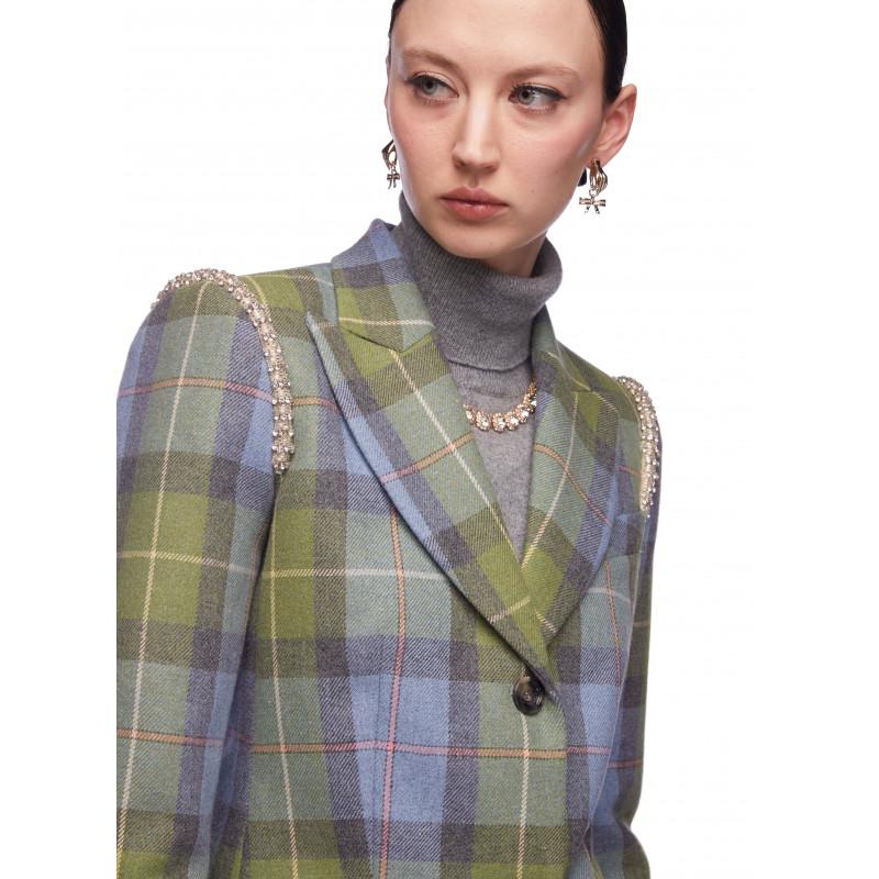 Vivetta BLAZER TARTAN CON RICAMI GIOIELLO In Saldo