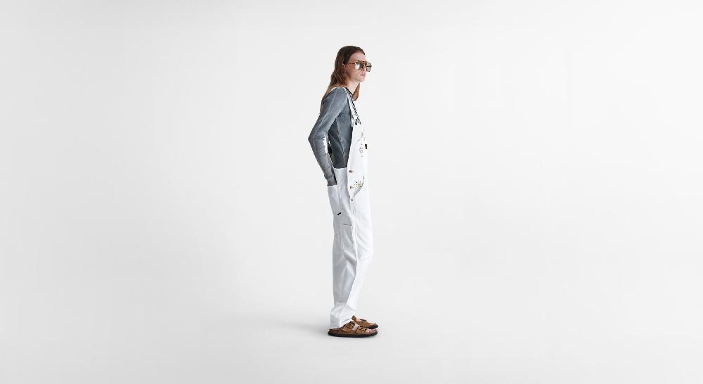 Washington Dee Cee White Tappered Denim Overalls Hotsell