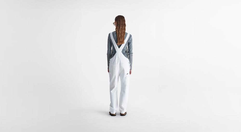 Washington Dee Cee White Tappered Denim Overalls Hotsell
