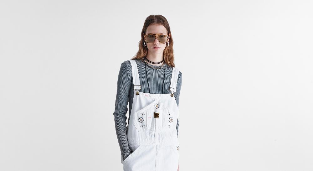 Washington Dee Cee White Tappered Denim Overalls Hotsell