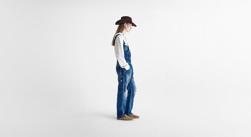 Washington Dee Cee Distressed Dark Blue Overalls Vendita Calda