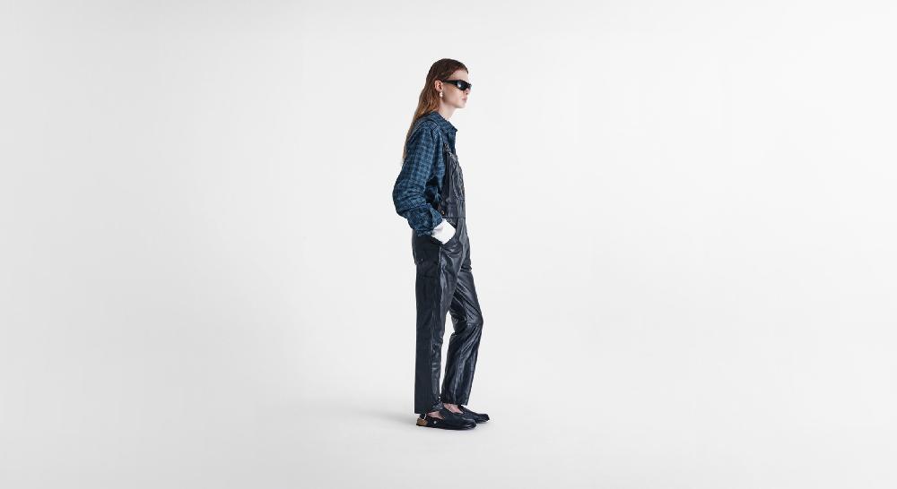 Washington Dee Cee Black Leather Overalls Saldi Di Fabbrica