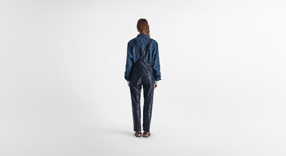 Washington Dee Cee Black Leather Overalls Saldi Di Fabbrica
