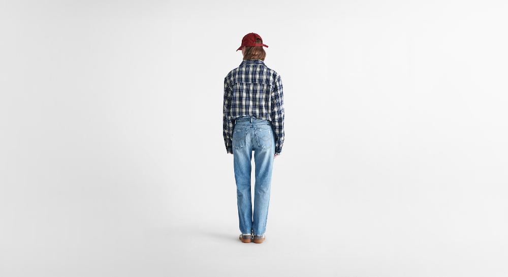 Washington Dee Cee Distressed Light Blue Ranch Denim Vendite Flash