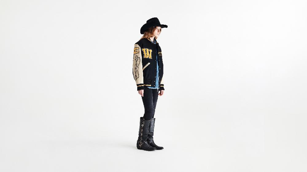 Washington Dee Cee Black Wool Blend Varsity Bomber Jacket Fino Al -60%