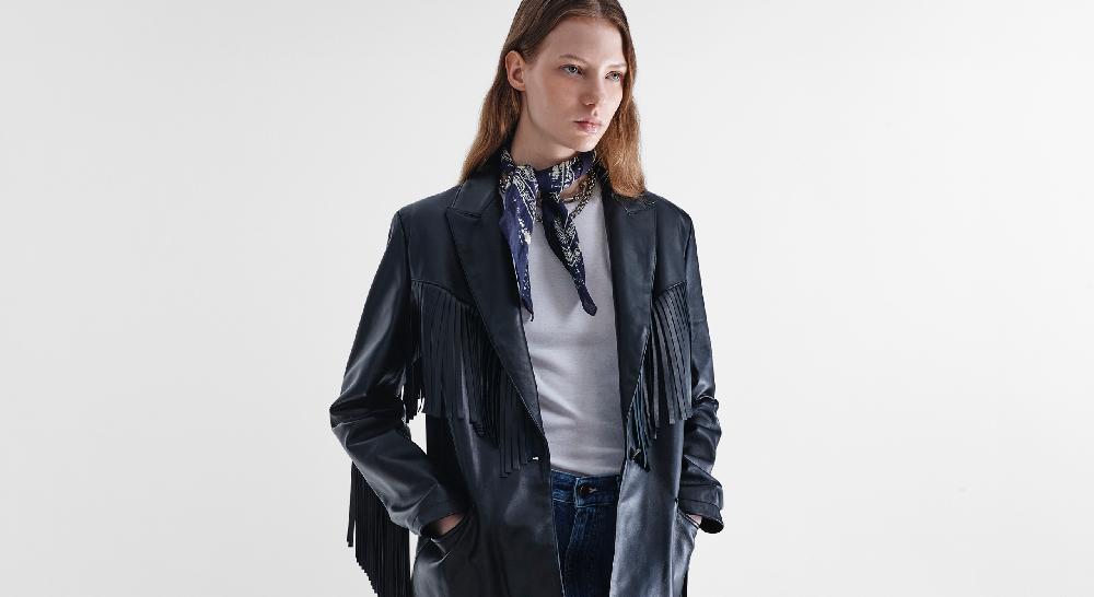 Washington Dee Cee Black Nappa Leather Blazer Shopping Online