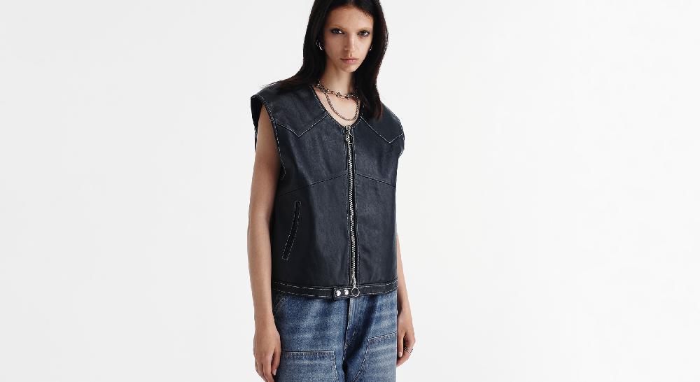 Washington Dee Cee LEATHER VEST Nuova