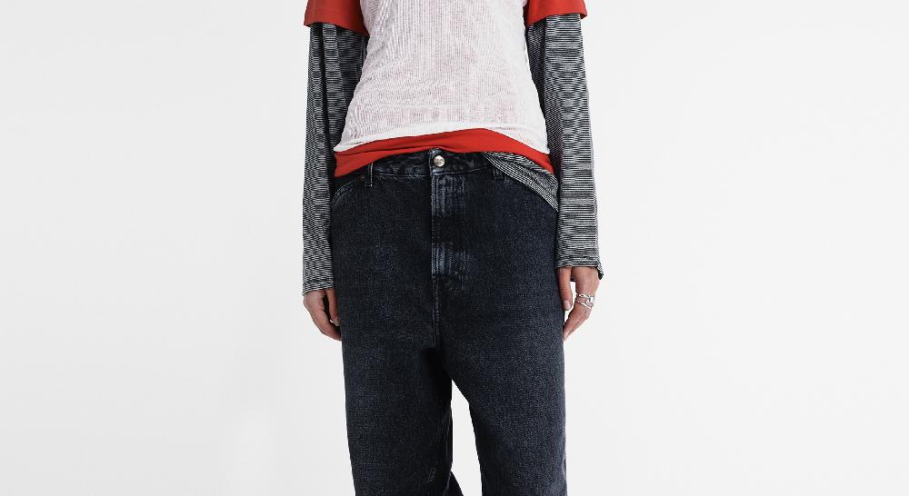 Washington Dee Cee VINTAGE WASHED BLACK DENIM PANTS In Linea