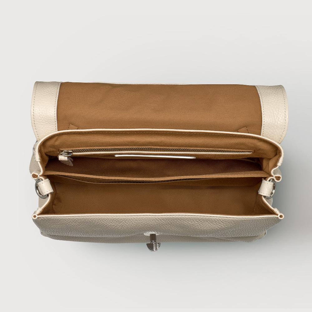 Zanellato BORSA POSTINA® SMALL IN PELLE MARTELLATA WHITE BIANCONE | Zanellato Vendita Calda