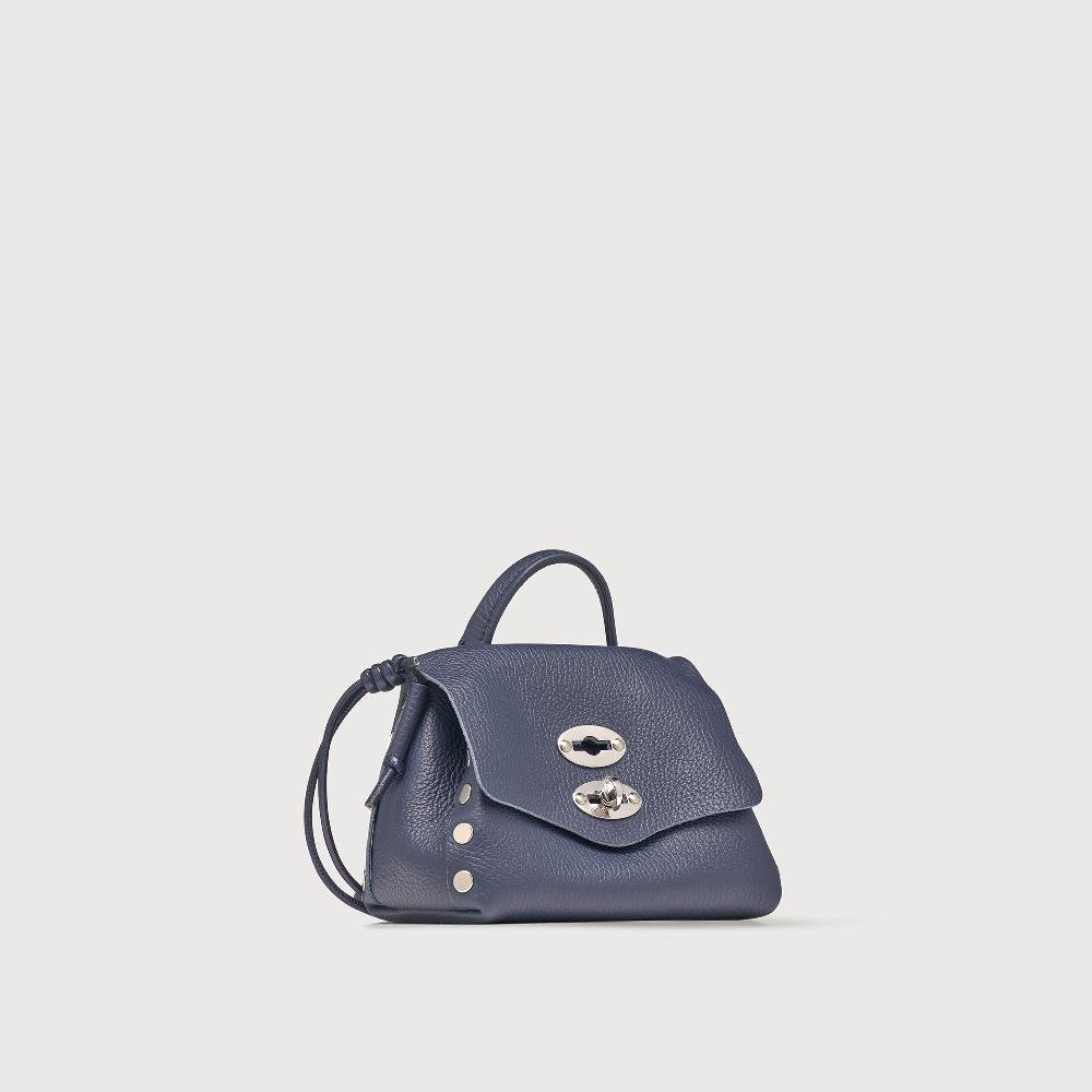 Zanellato BORSA POSTINA® SUPER BABY IN PELLE LAMINATA BLUE NAVY SAVOIA | Zanellato 2025