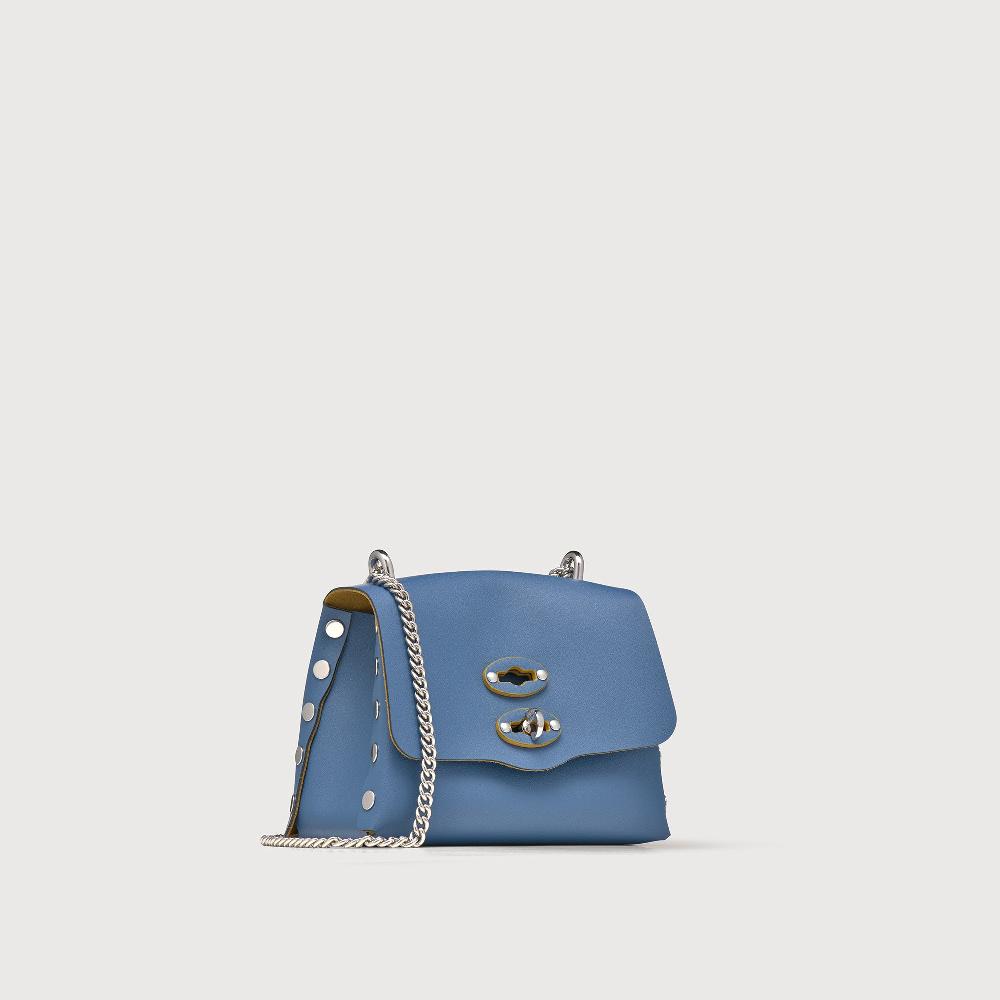 Zanellato BORSA POSTINA® SUPER BABY IN PELLE RIGENERATA BLUE MING | Zanellato Nuovo