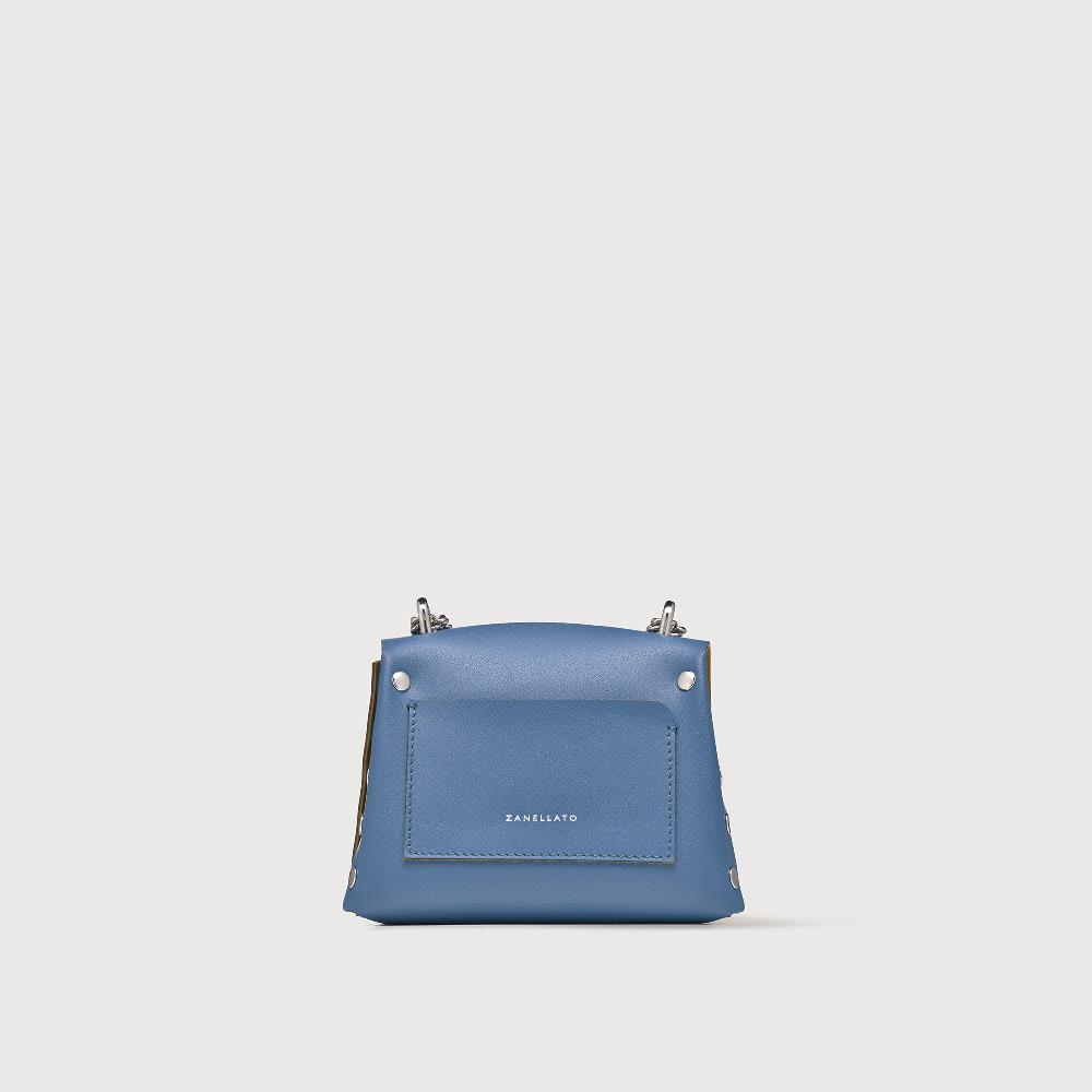 Zanellato BORSA POSTINA® SUPER BABY IN PELLE RIGENERATA BLUE MING | Zanellato Nuovo
