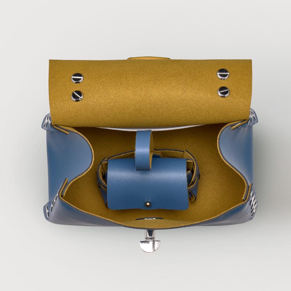 Zanellato BORSA POSTINA® SUPER BABY IN PELLE RIGENERATA BLUE MING | Zanellato Nuovo
