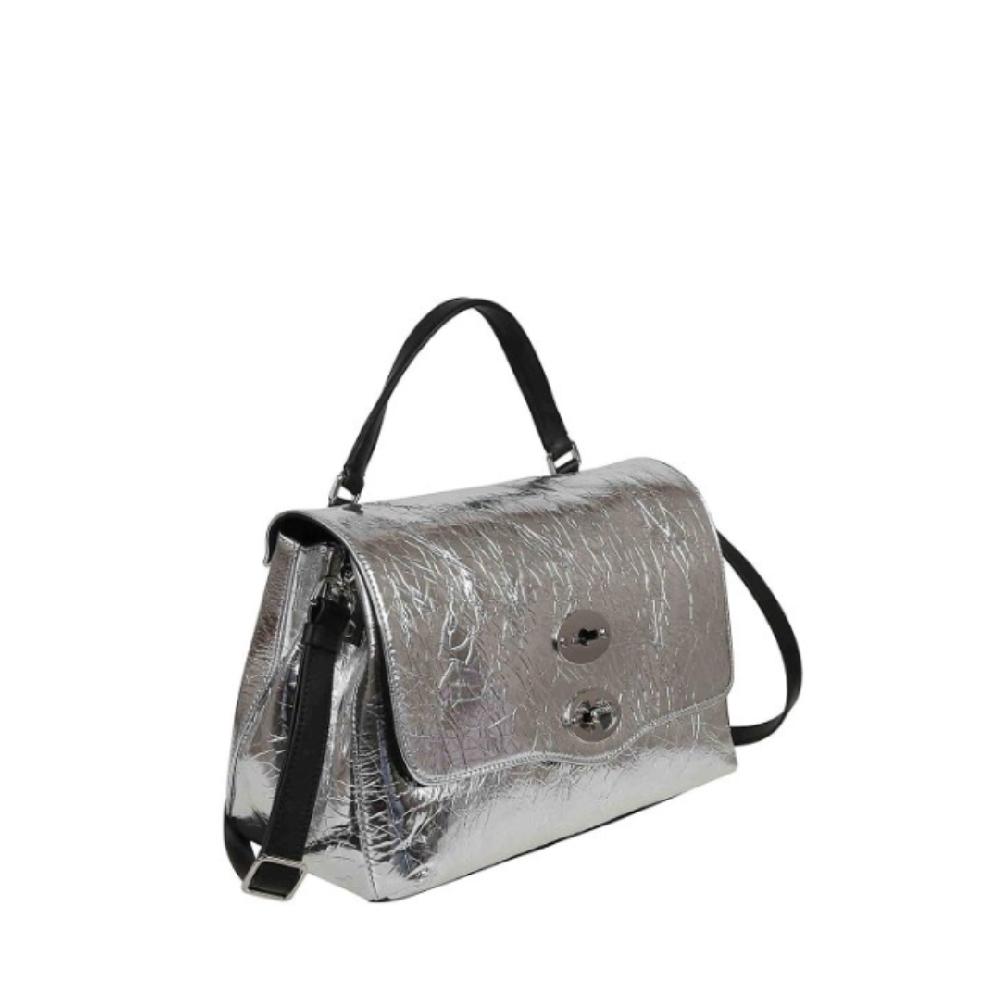 Zanellato BORSA POSTINA® SMALL IN PELLE LAMINATA GREY ARGENTO | Zanellato Prezzo Ridotto