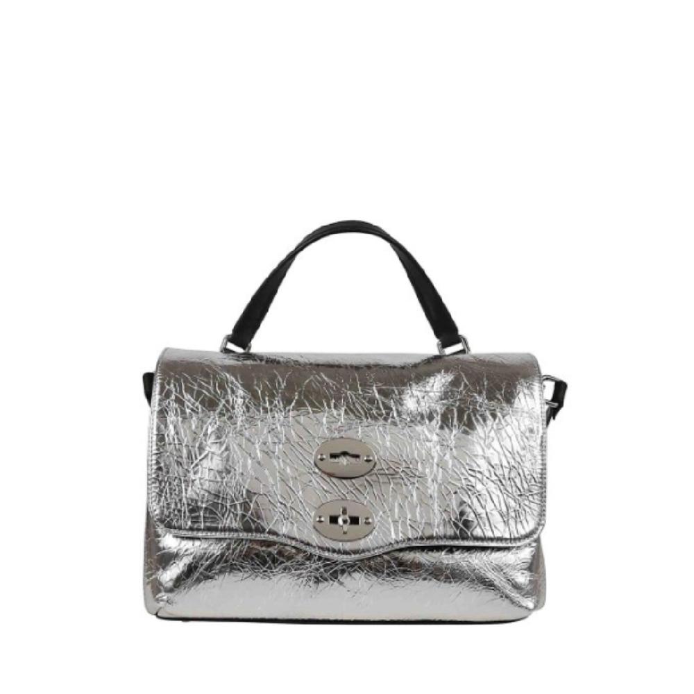 Zanellato BORSA POSTINA® SMALL IN PELLE LAMINATA GREY ARGENTO | Zanellato Prezzo Ridotto