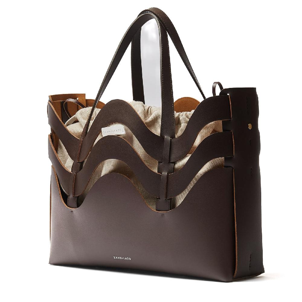 Zanellato BORSA DUNE MEDIUM IN PELLE RIGENERATA BROWN WENGHE | Zanellato In Vendita