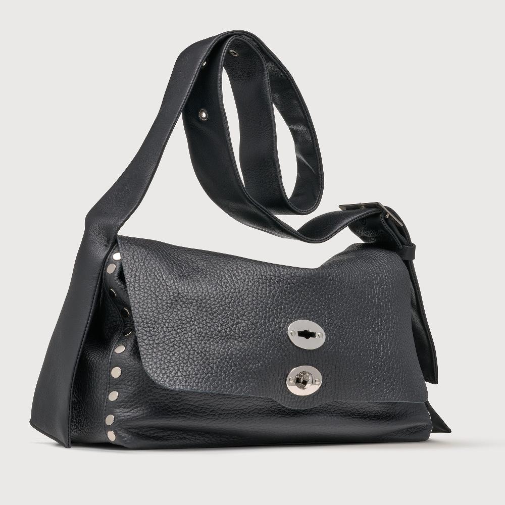 Zanellato BORSA POSTINA® MEDIUM IN PELLE MARTELLATA BLACK NERO | Zanellato Shopping Online