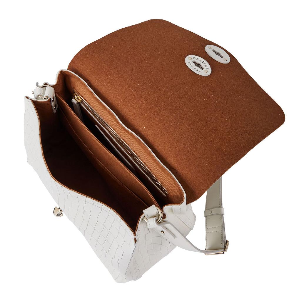 Zanellato BORSA POSTINA® SMALL IN PELLE STAMPATA WHITE LINO 21 | Zanellato Novità