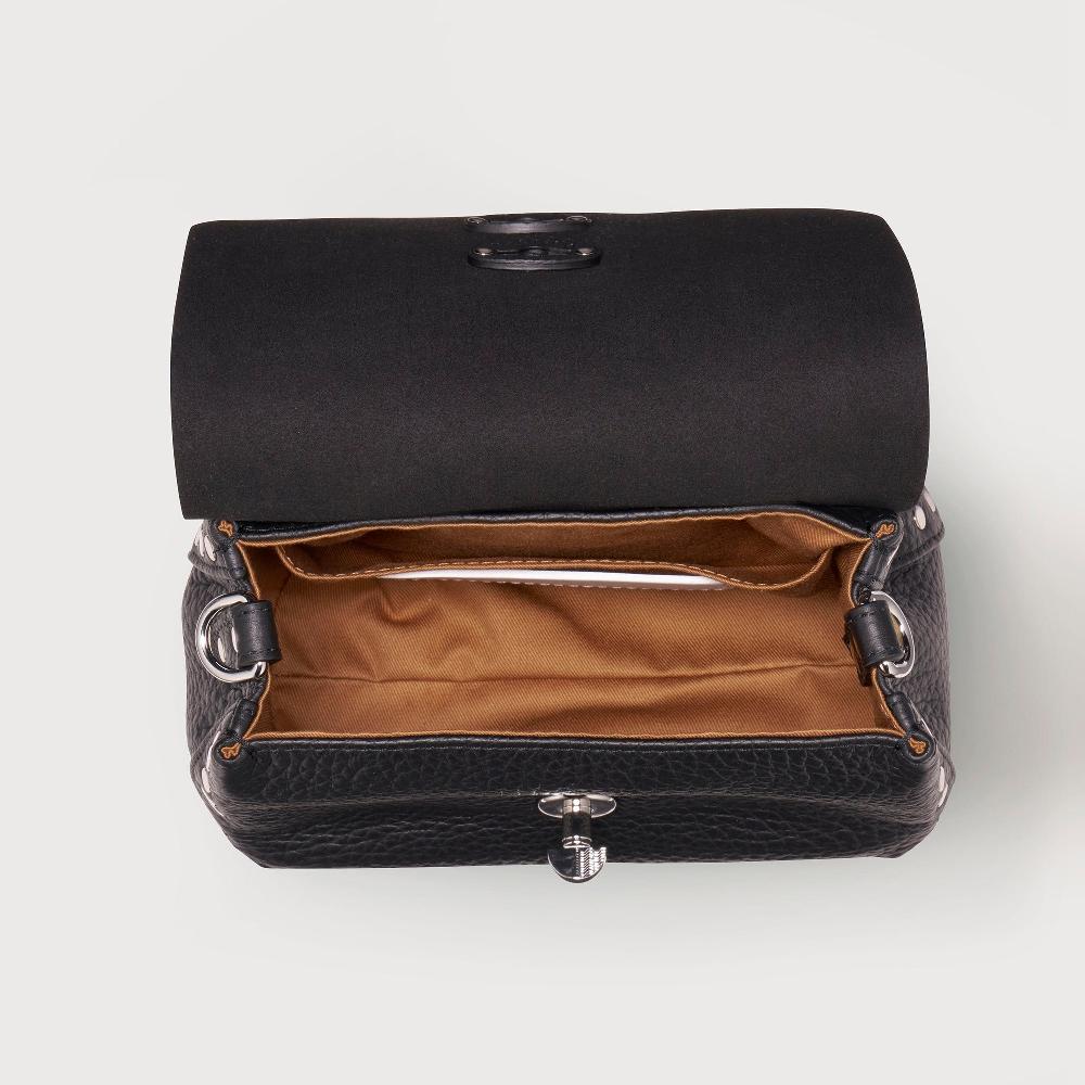 Zanellato BORSA POSTINA® BABY IN PELLE MARTELLATA BLACK NERO | Zanellato Qualità