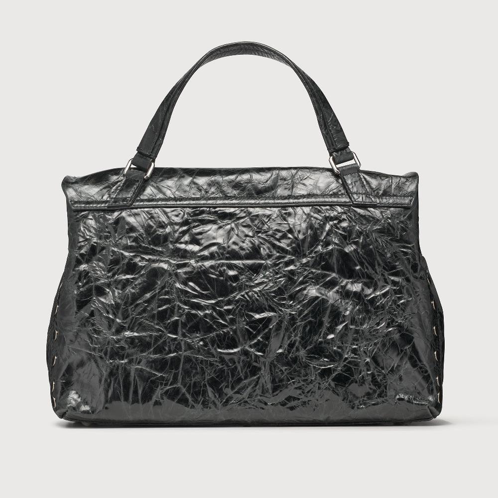 Zanellato BORSA POSTINA® MEDIUM IN PELLE SPAZZOLATA BLACK NERO | Zanellato Soddisfazione Garantita