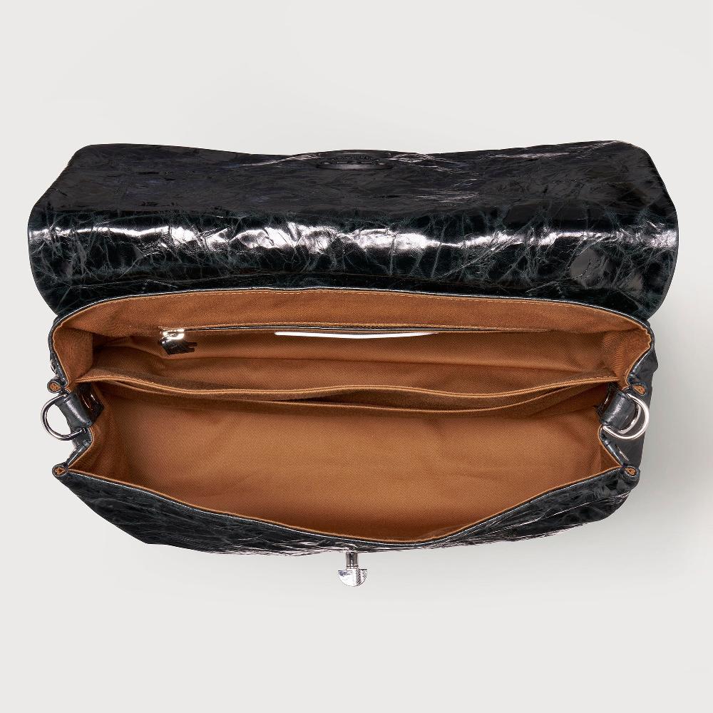 Zanellato BORSA POSTINA® MEDIUM IN PELLE SPAZZOLATA BLACK NERO | Zanellato Soddisfazione Garantita
