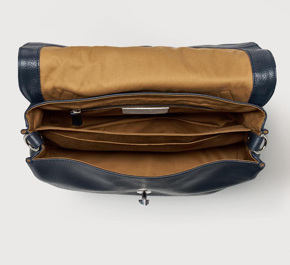 Zanellato BORSA POSTINA® MEDIUM IN PELLE MARTELLATA DARK NAVY | Zanellato Moda