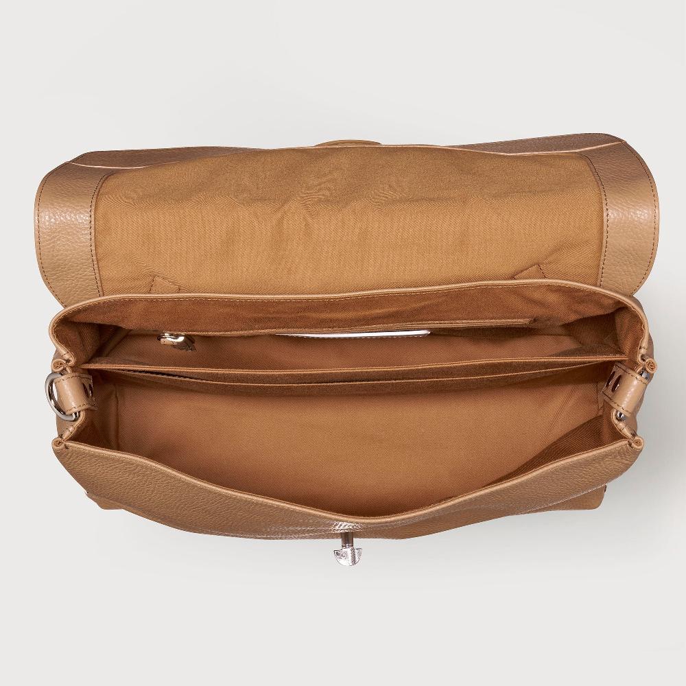 Zanellato BORSA POSTINA® MEDIUM IN PELLE MARTELLATA BROWN CAPPUCCINO | Zanellato Qualità