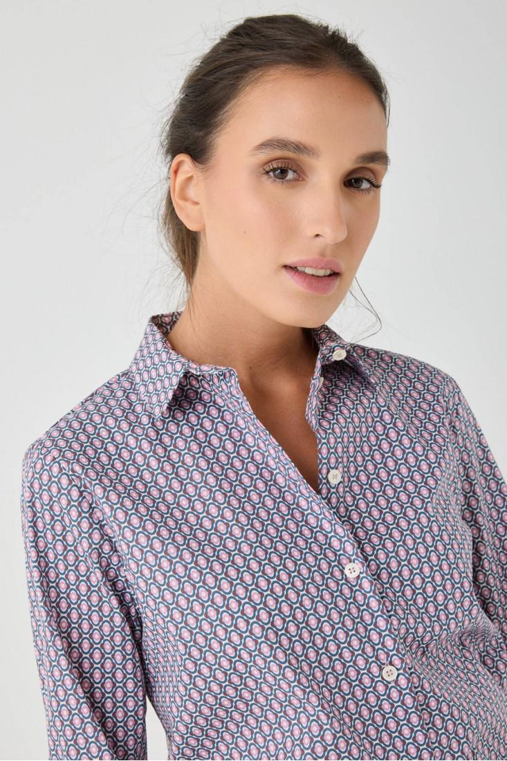 Zanetti 1965 Camicia in cotone stretch geometrico Affare Del Giorno