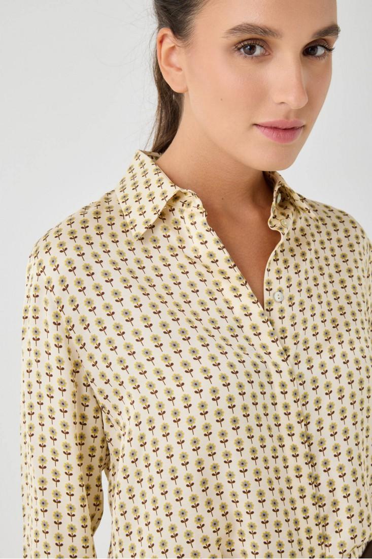 Zanetti 1965 Camicia in viscosa a fiorellini Prezzo Ridotto