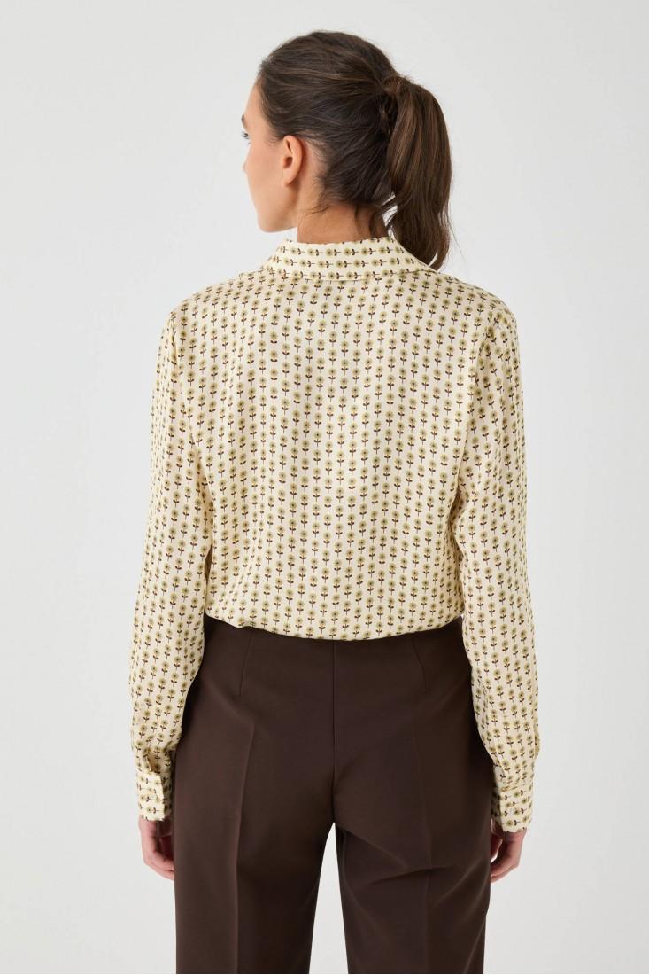 Zanetti 1965 Camicia in viscosa a fiorellini Prezzo Ridotto