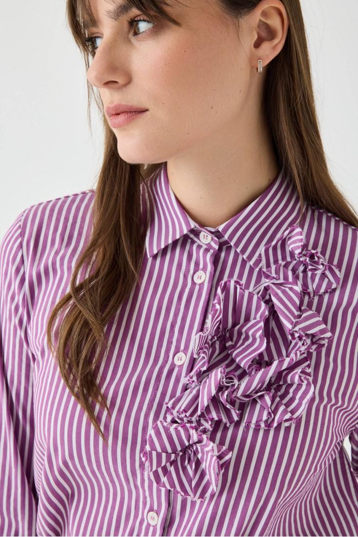 Zanetti 1965 Camicia a righe con dettaglio a fiori Sottocosto