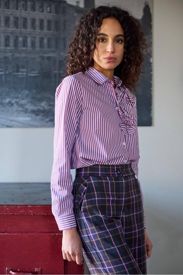 Zanetti 1965 Camicia a righe con dettaglio a fiori Sottocosto