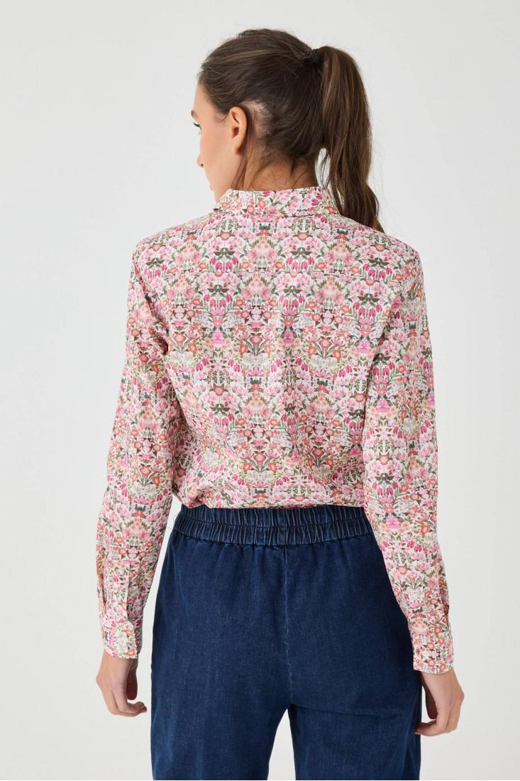 Zanetti 1965 Camicia di cotone a fiori Liberty London Offerta Pasqua