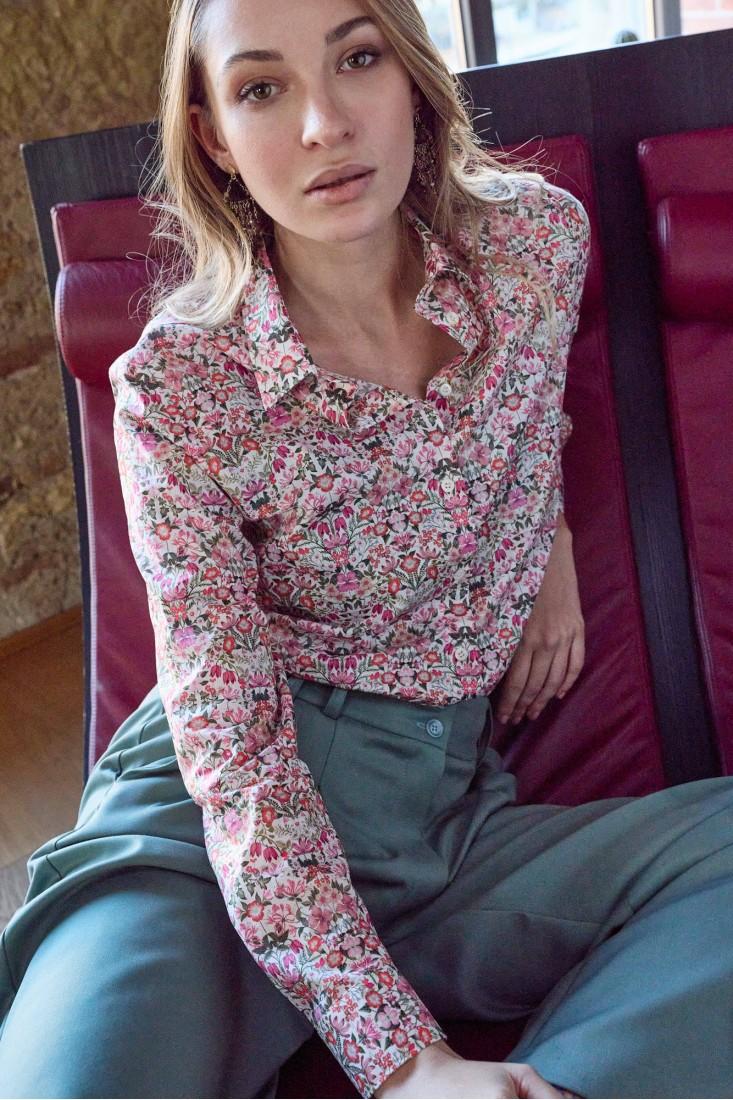 Zanetti 1965 Camicia di cotone a fiori Liberty London Offerta Pasqua