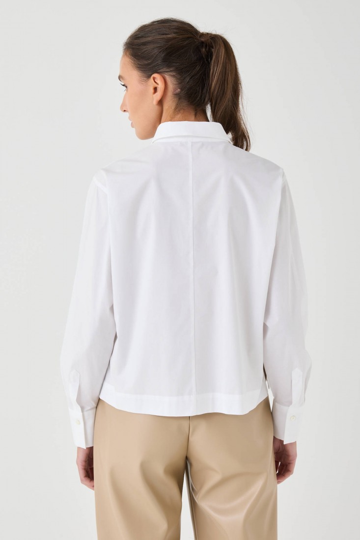 Zanetti 1965 Camicia cropped in cotone stretch Outlet