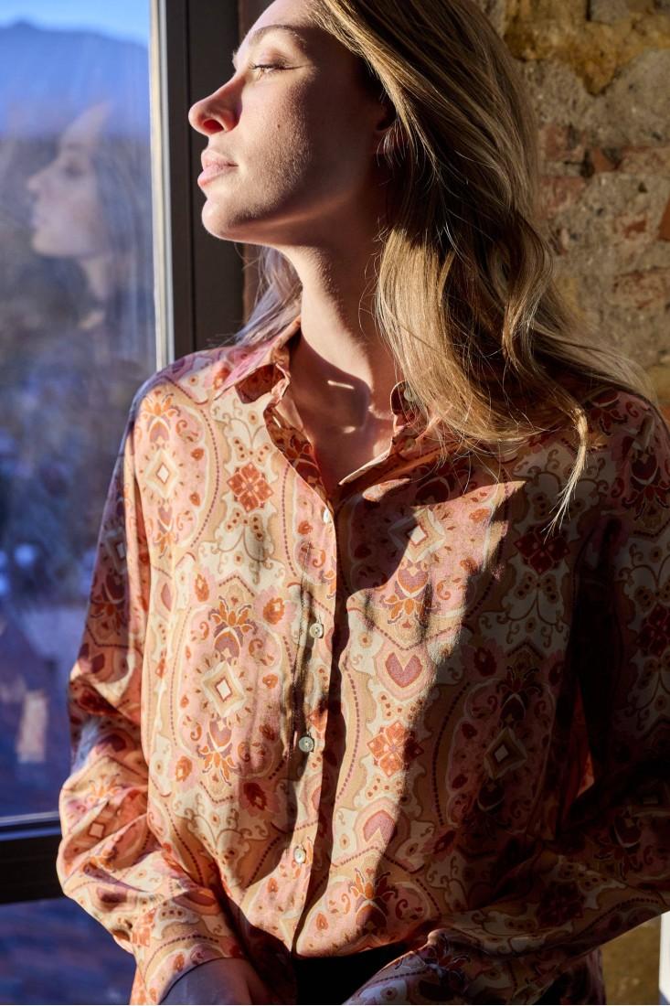 Zanetti 1965 Camicia in viscosa con stampa paisley Hotsell