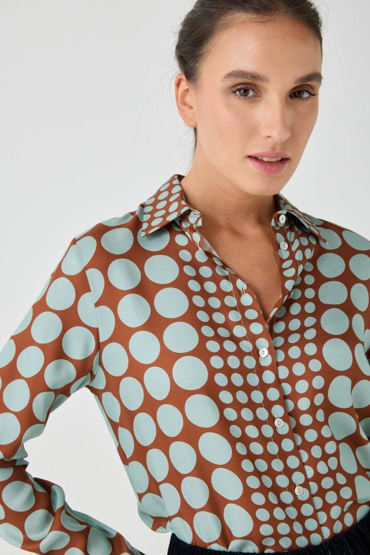 Zanetti 1965 Camicia in viscosa con stampa geometrica Saldi Di Fabbrica