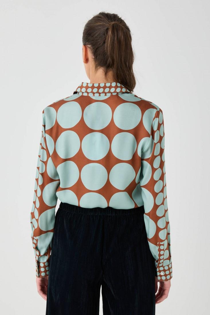 Zanetti 1965 Camicia in viscosa con stampa geometrica Saldi Di Fabbrica